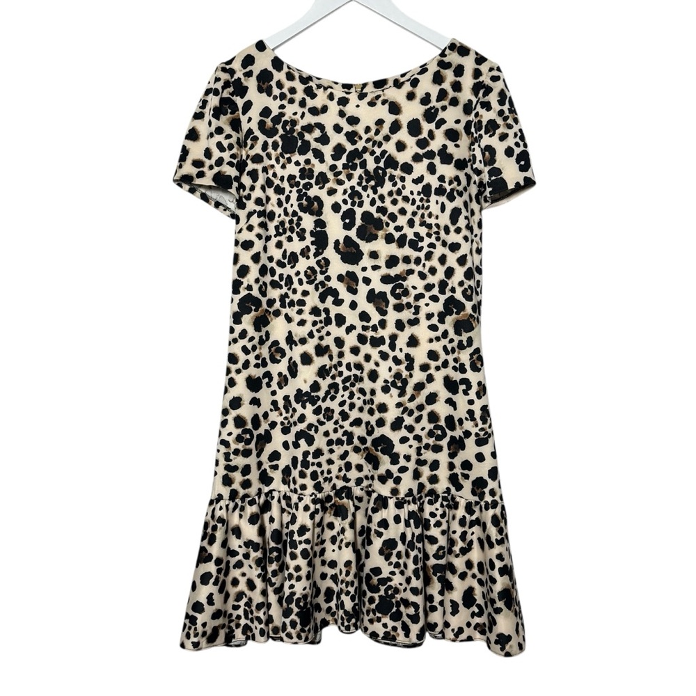 Betsey Johnson Cream Leopard Print Ruffle-Hem Mini Dress - Picture 3 of 10